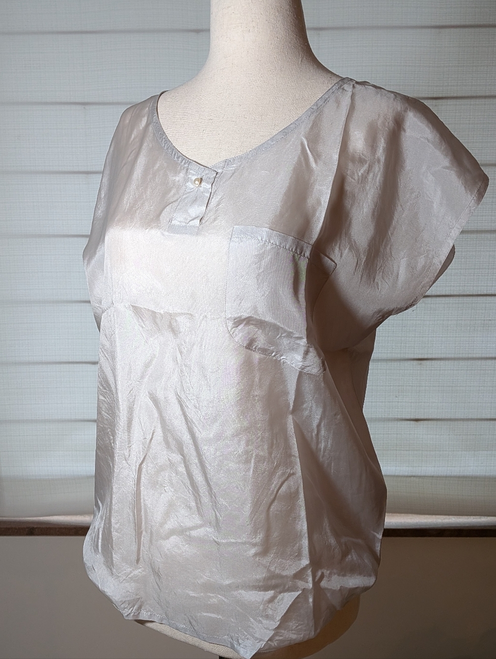 Vintage 100% Grey Silk Top